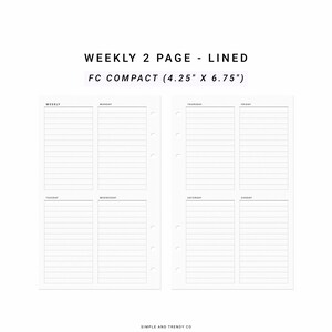 Week on 2 Two Pages FC Compact, Weekly Agenda Vertical Weekly Planner ...