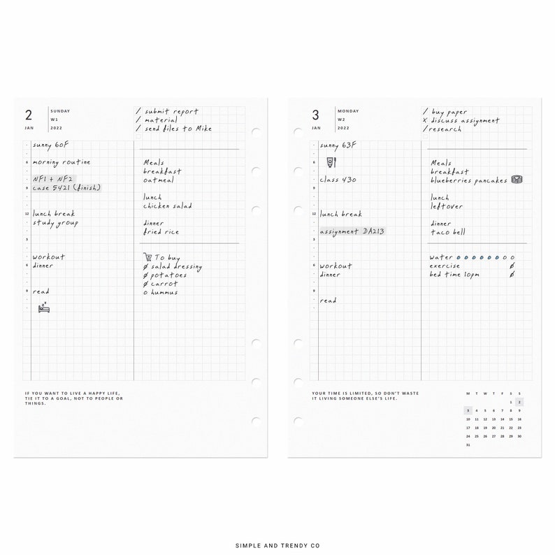 2022 Hobonichi Daily Planner A5 Planner Inserts Day Planner Etsy