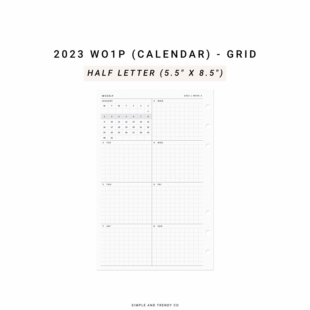 2023 Week On One Page Printable Half Size Half Letter Inserts Etsy 2023-week-on-one-page-printable-half-size-half-letter-inserts-etsy