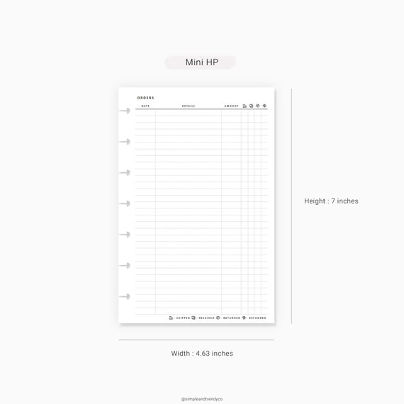 92 Happy Planner Mini HP Online Orders shopping tracker Printable