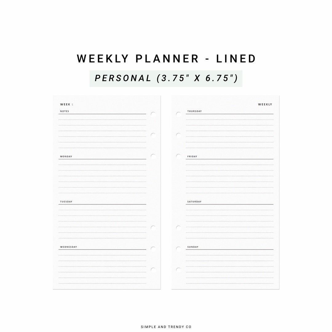 Weekly Planner Printable Personal Planner Inserts, Weekly Schedule ...