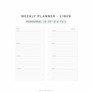 Weekly Planner Printable Personal Planner Inserts, Weekly Schedule Printable, Weekly Planner Template, Weekly Planner Agenda