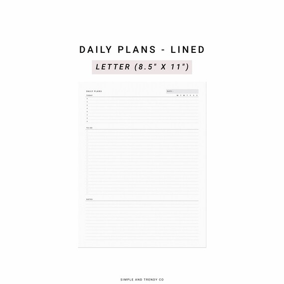 Daily Planner Printable US Letter Size Daily Organizer Daily - Etsy
