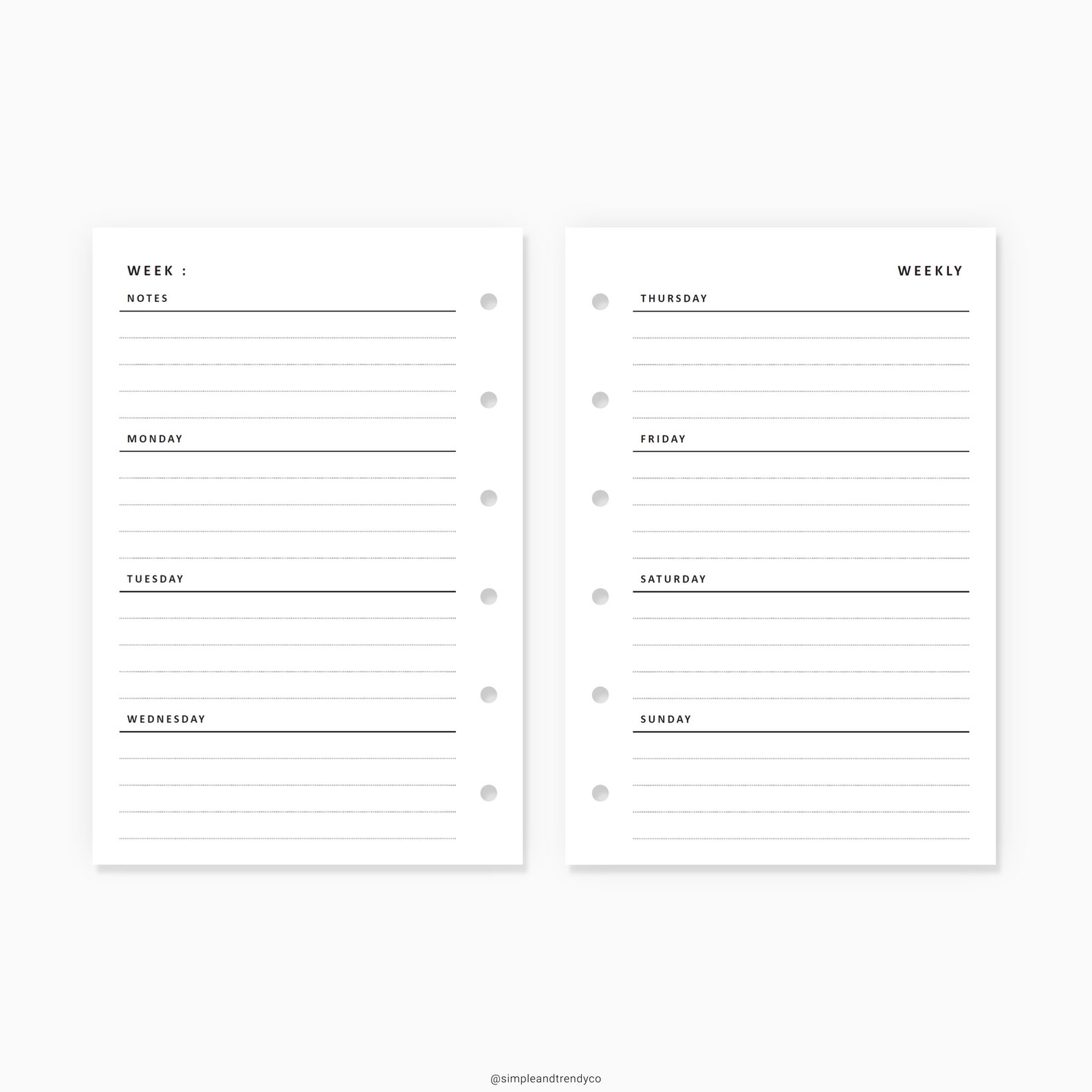 Weekly Planner Printable Pocket Size Weekly Schedule | Etsy