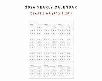 2026 Calendar Happy Planner Classic, 2026 Year At A Glance, 2026 Yearly Calendar Refills