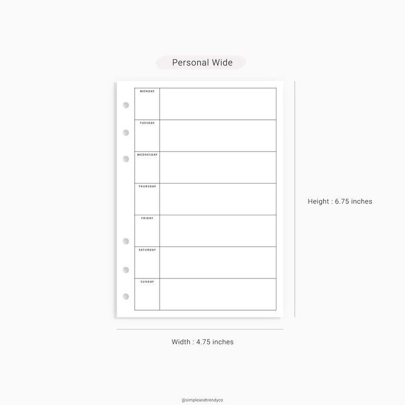 Weekly on One Page Weekly Planner Pages Printable Personal | Etsy