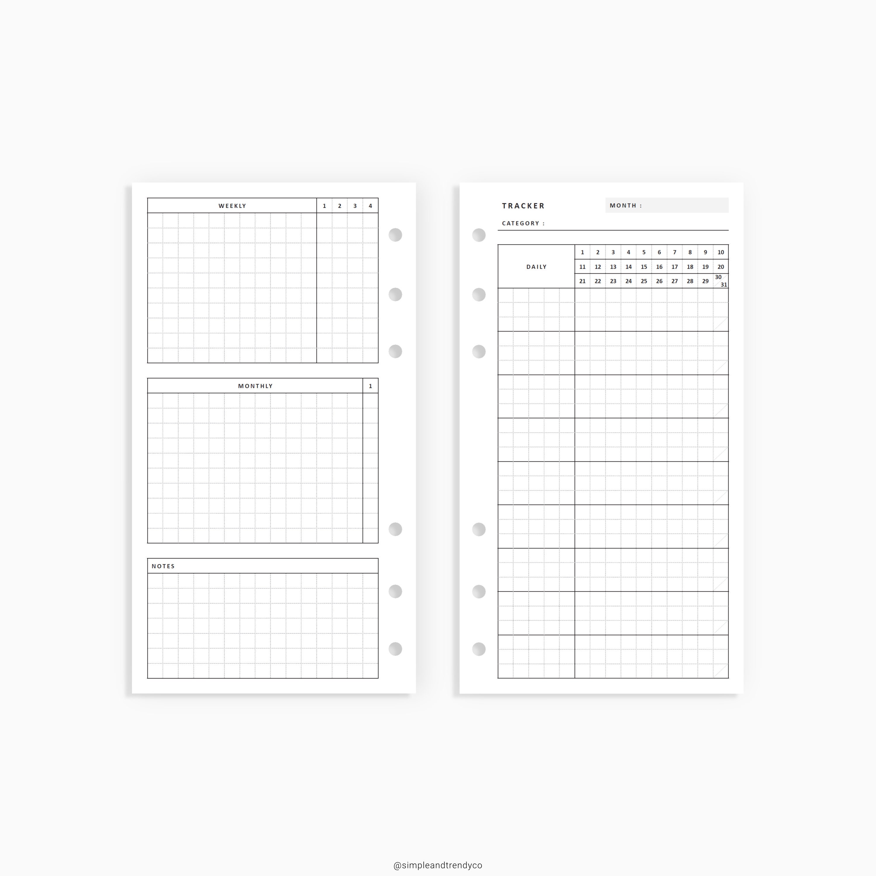 Monthly Tracker Printable Personal Planner Inserts Skin Care | Etsy