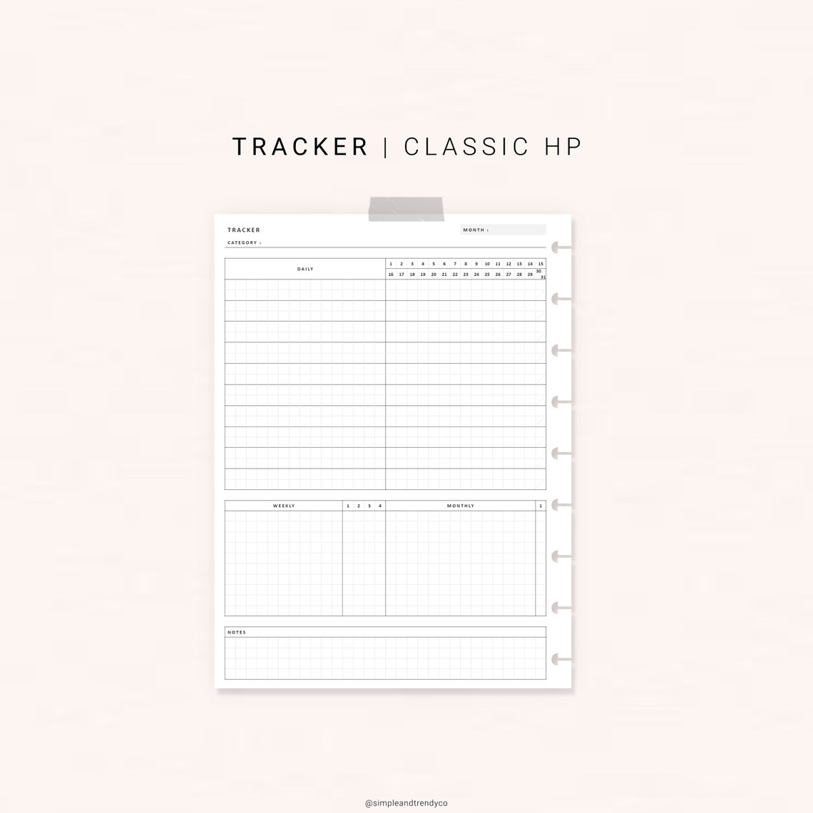 Monthly Tracker Printable Happy Planner Classic Skin Care | Etsy