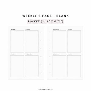 Week on 2 Two Pages Pocket Size, Weekly Agenda Vertical Weekly Planner ...