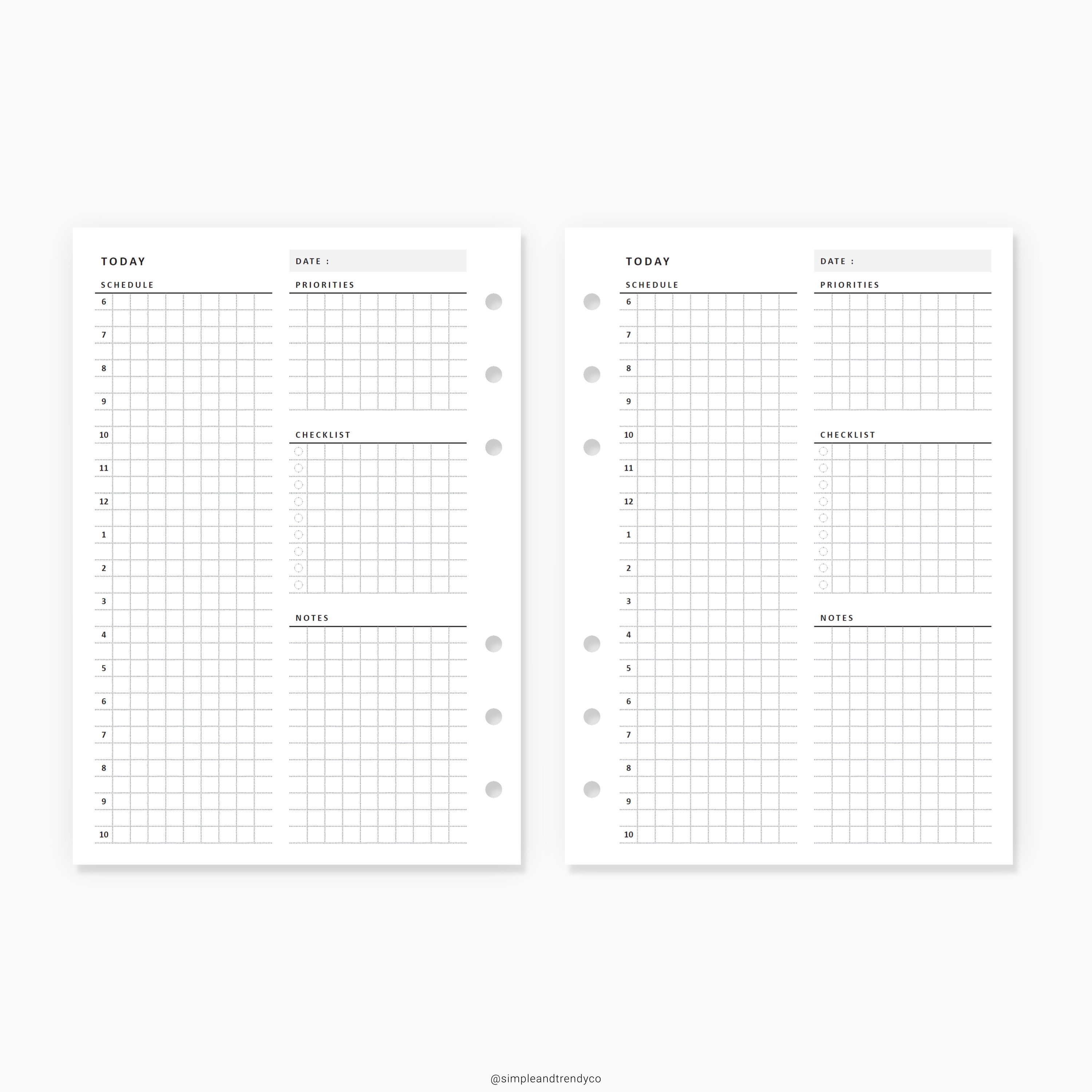 Daily Planner Printable A6 Size Daily Planners Half Hour | Etsy