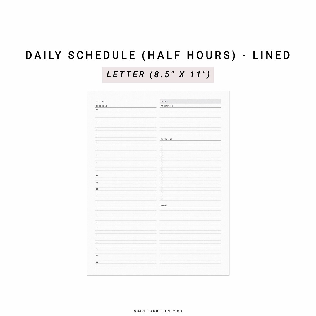 Daily Planner Printable US Letter Size, Daily Planners and Organizers