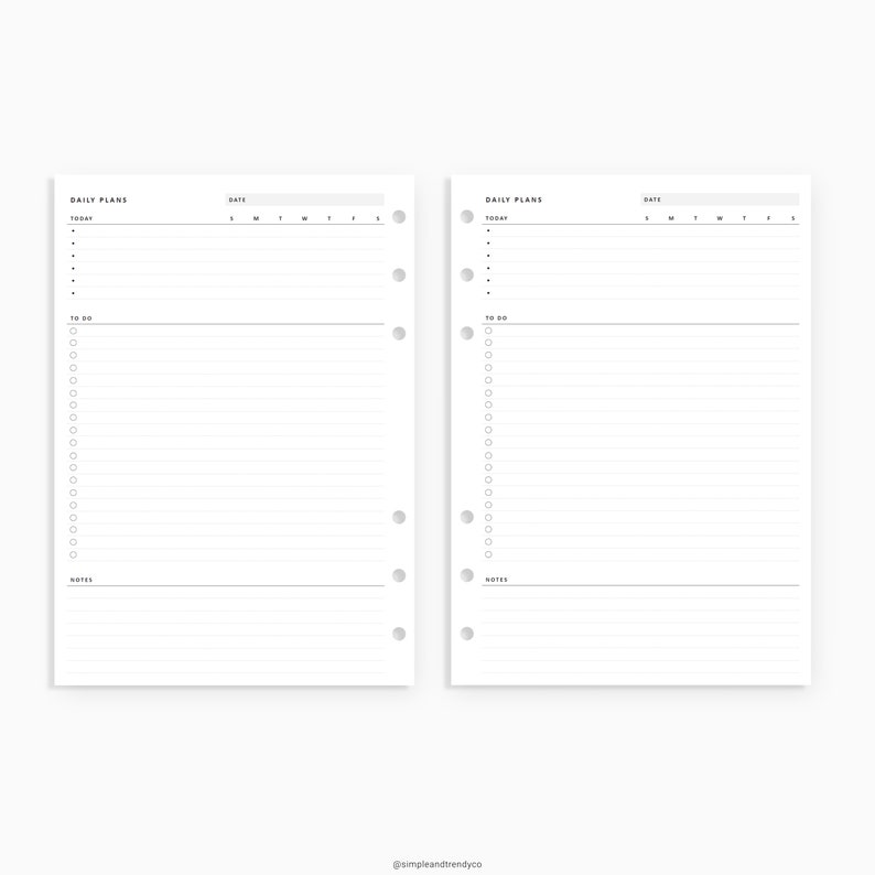 Daily Planner Printable A5 Planner Inserts Daily Organizer | Etsy