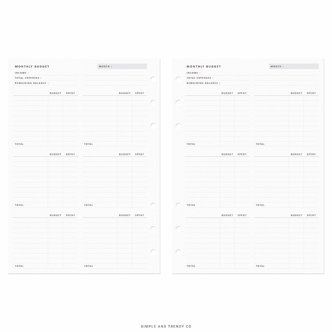 Budget Planner Printable A5 Planner Inserts Monthly Budget - Etsy