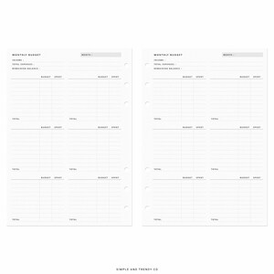 Budget Planner Printable A5 Planner Inserts, Monthly Budget Template ...