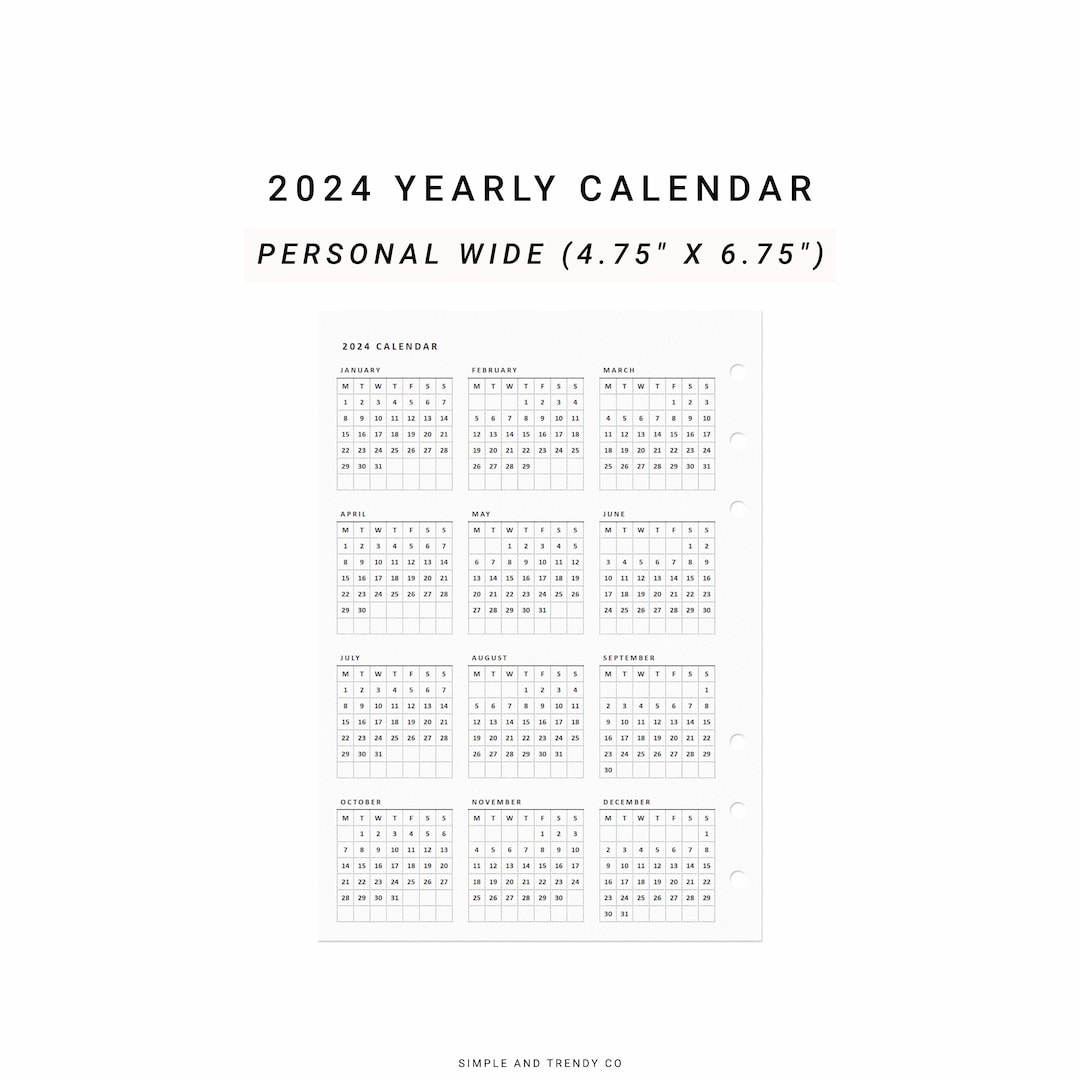 2024 Calendar Personal Wide, 2024 Year at A Glance, 2024 Yearly