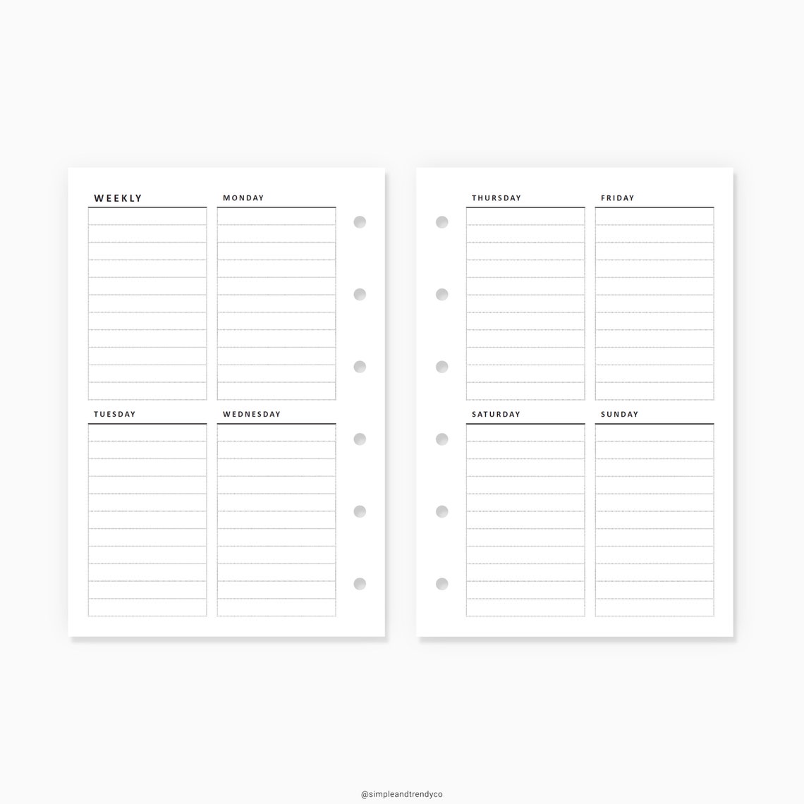 Week on 2 Two Pages Pocket size Weekly Agenda Vertical Weekly | Etsy