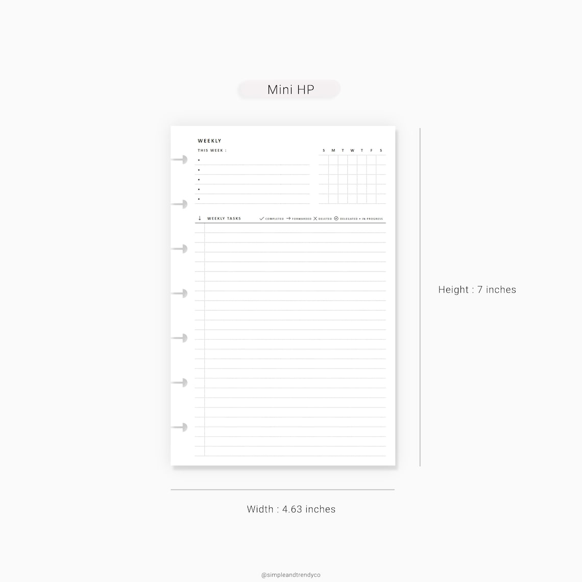 Weekly Planner Calendar Happy Planner Mini Printable Week On Etsy