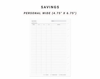 Savings Tracker Printable Personal Wide Ring Printable - Etsy