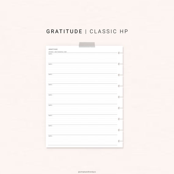 Daily Gratitude Happy Planner Classic Printable Gratitude | Etsy