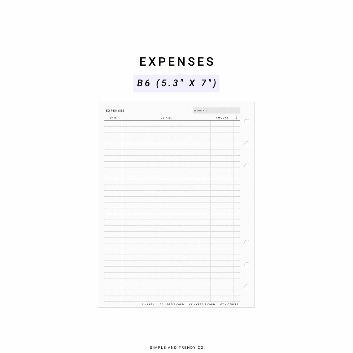 Expense Tracker B6 Inserts Printable Personal Expenses - Etsy