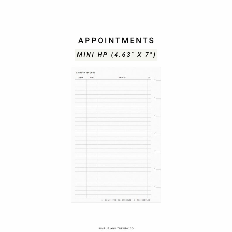 Appointment Page Happy Planner Printable