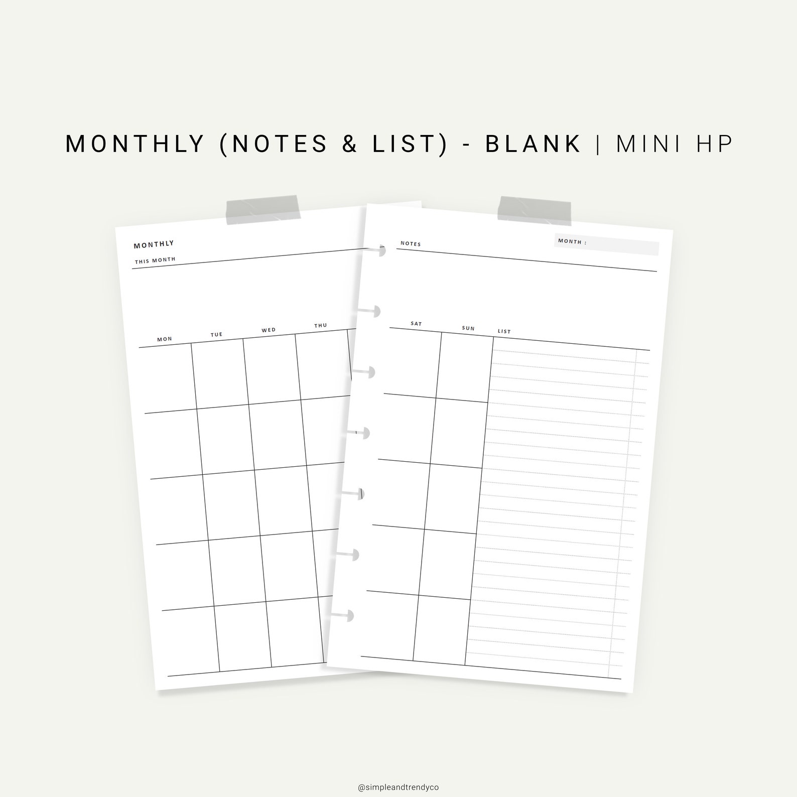 Monthly Planner Happy Planner Mini Printable Monthly Notes | Etsy