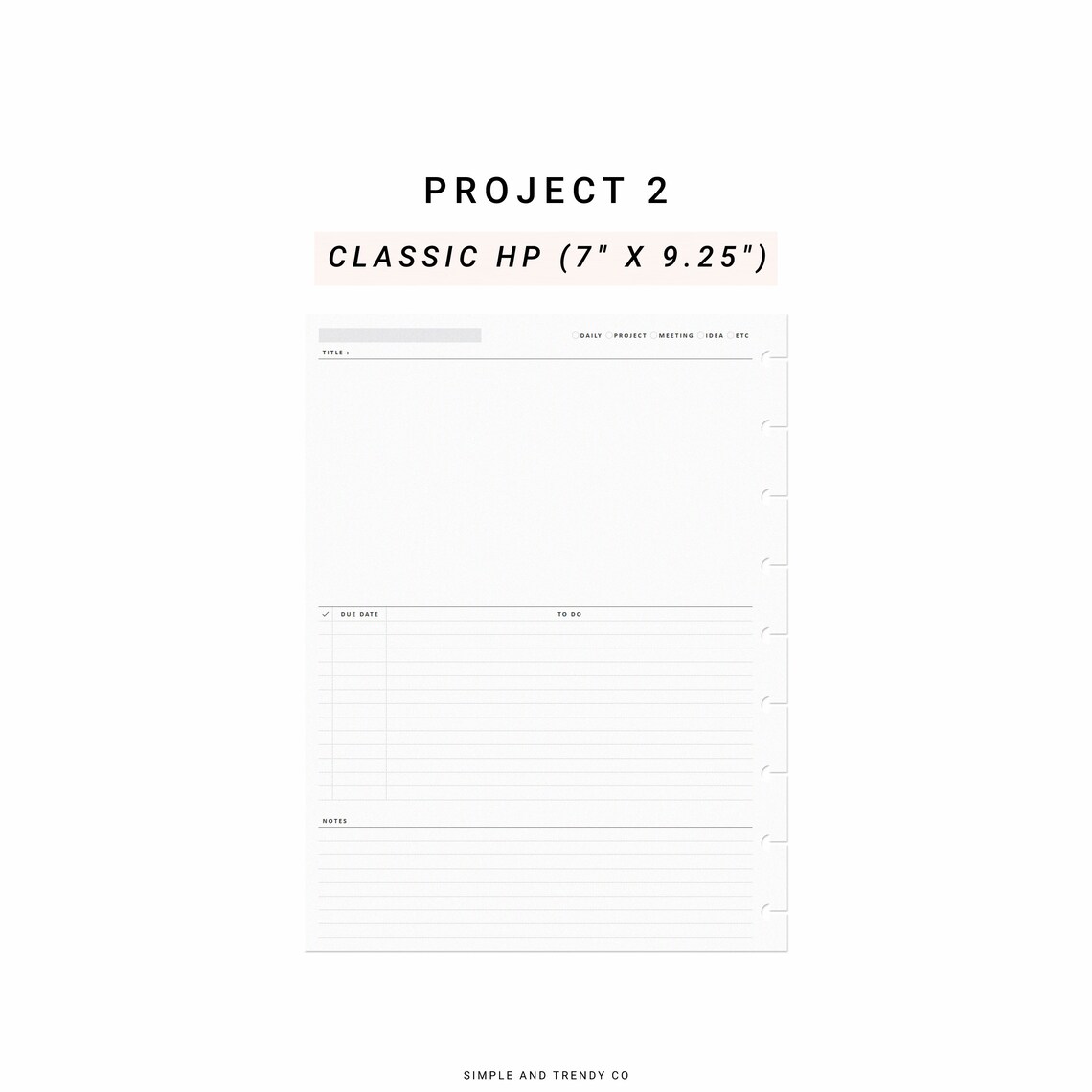 Project Planner Happy Planner Classic Printable Daily - Etsy