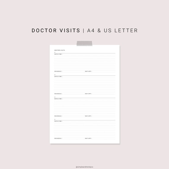 Calendars &amp; Planners Paper &amp; Party Supplies Paper Doctor Visits A4 US ...