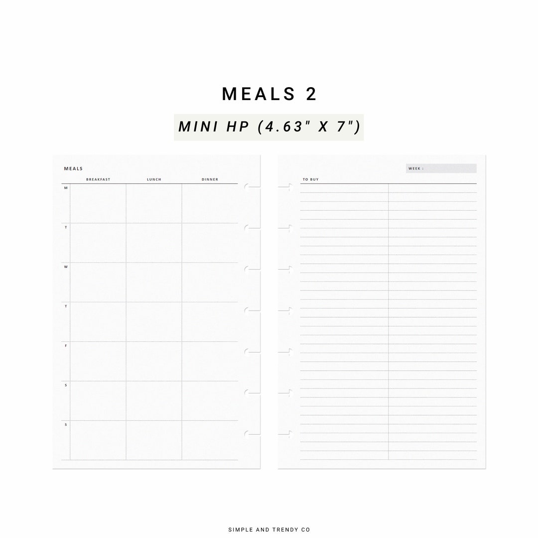 Meal Planner Happy Planner Mini, Weekly Meal Plan Template Printable ...