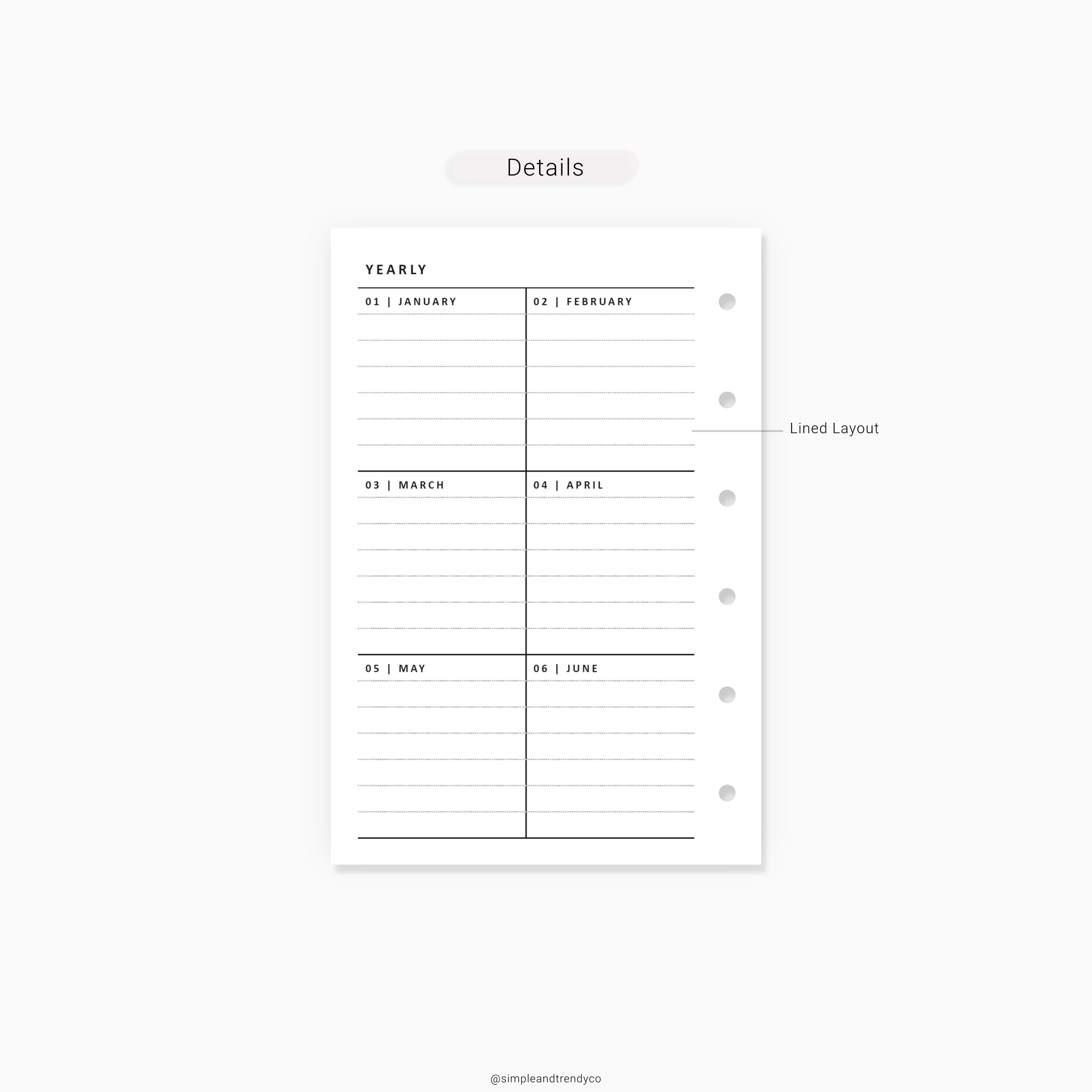 Year At A Glance Pocket size Yearly Planner Printable Yearly | Etsy