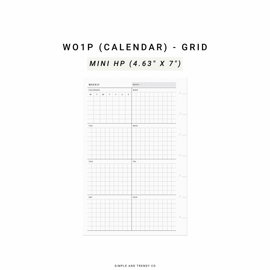Week on One Page Printable Happy Planner Mini, Weekly 1 Page Vertical ...