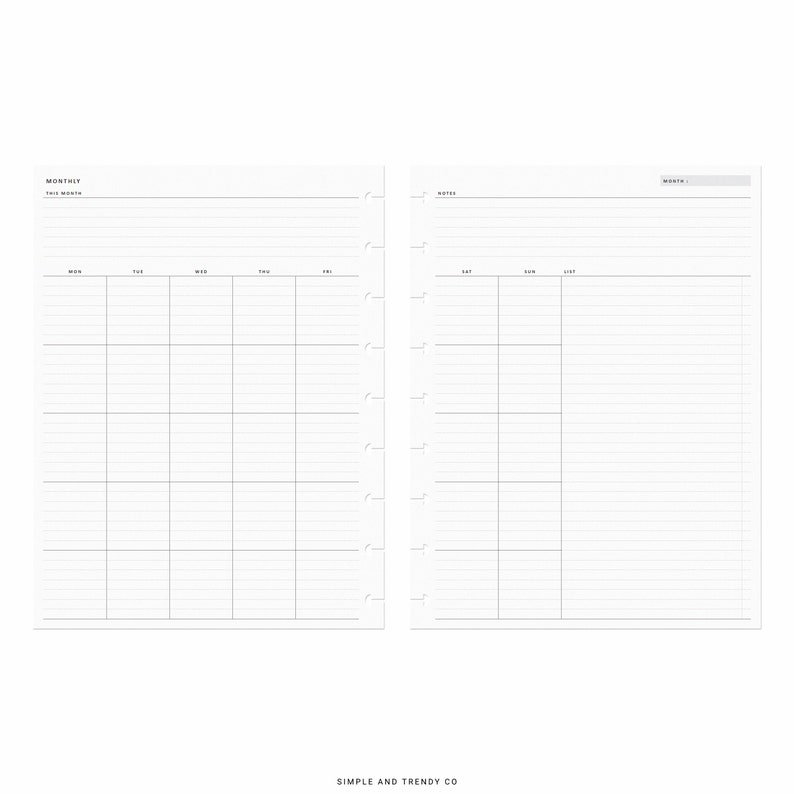 Monthly Planner Happy Planner Classic Printable Monthly Etsy