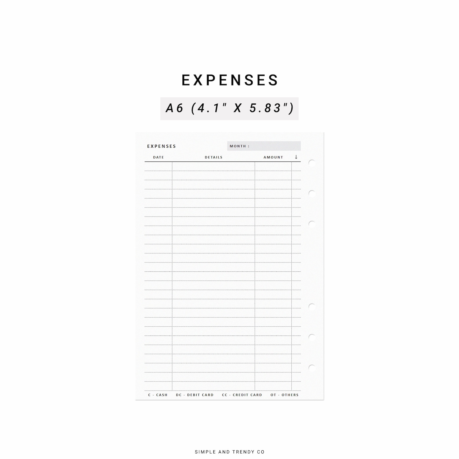 Expense Tracker A6 Inserts Printable Personal Expenses - Etsy