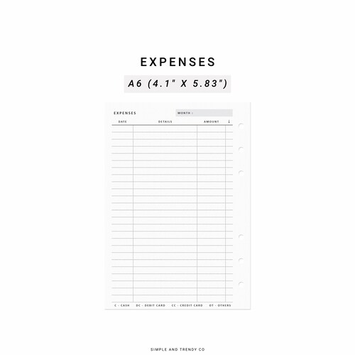 Expense Tracker Personal Planner Inserts Printable Personal - Etsy
