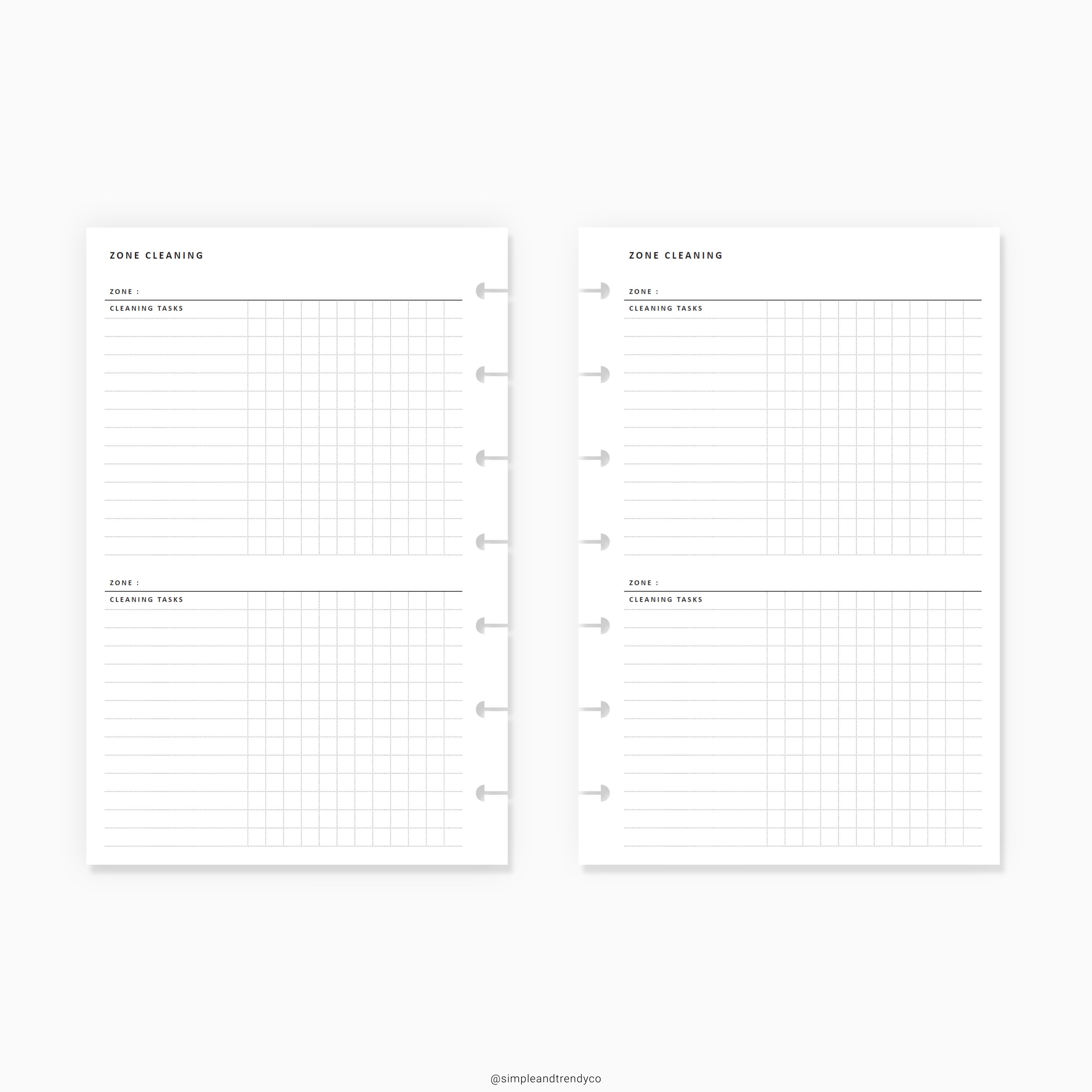 Zone Cleaning Happy Planner Mini Cleaning Zones Printable | Etsy