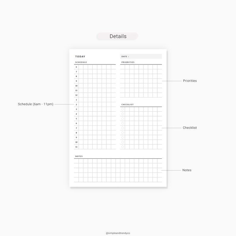 Daily Planner Printable A6 TN Daily Planners and Organizers | Etsy