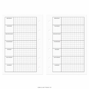 Week on One Page Weekly Planner Pages Printable Pocket Size - Etsy