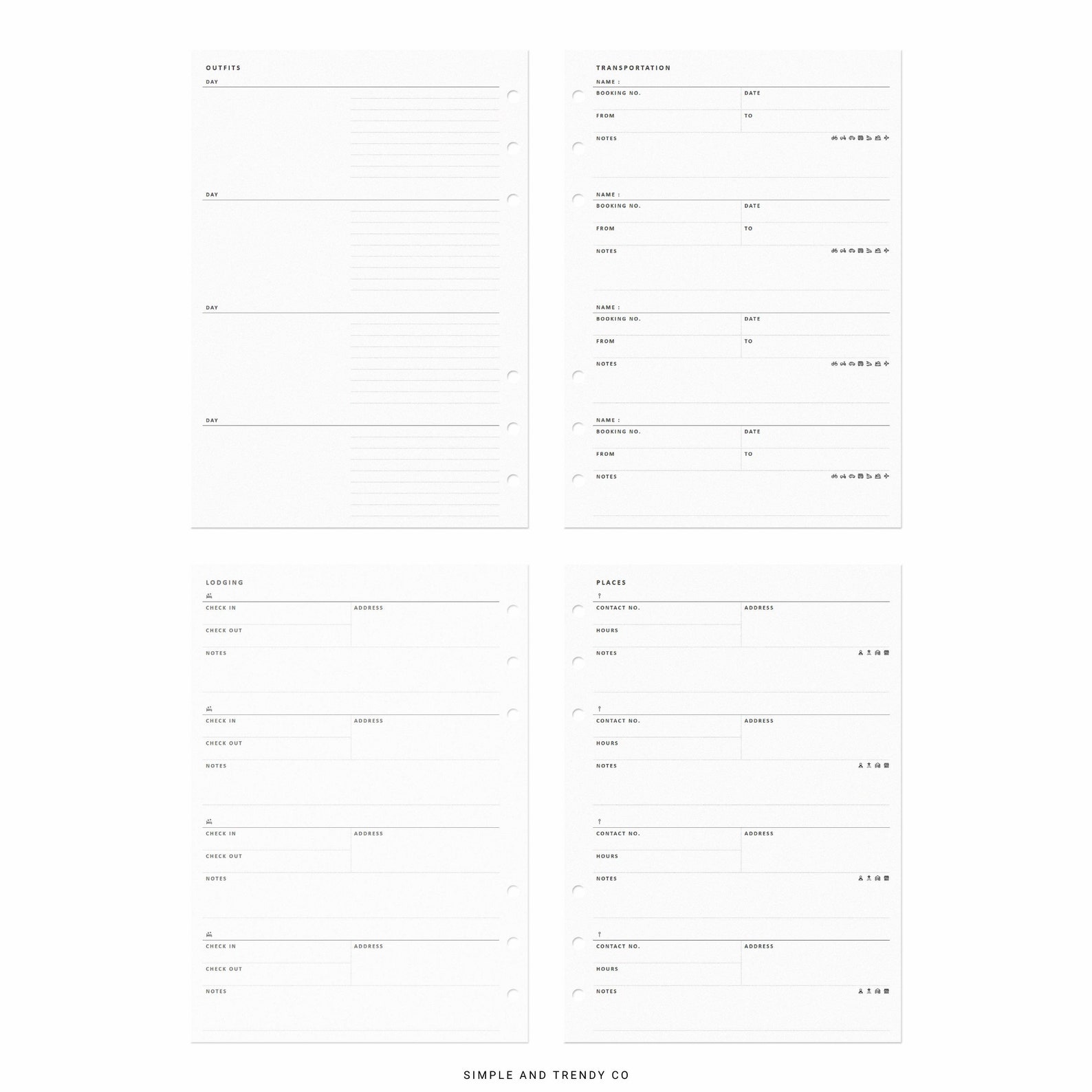 Travel Planner Printable A5 Planner Inserts Family Vacation - Etsy