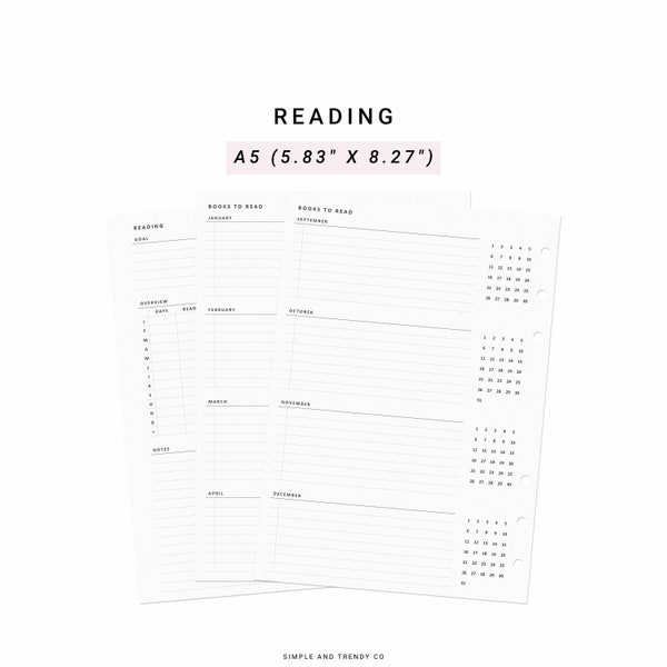 Reading Journal Printable A5 Etsy