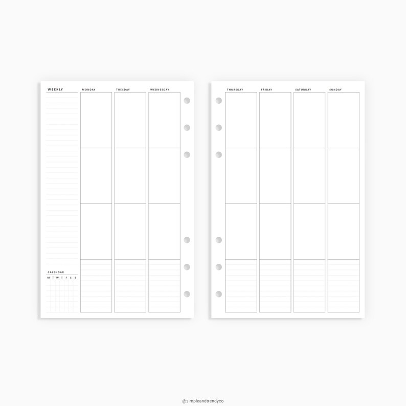 Weekly Planner Erin Condren Inserts Undated Printable Half | Etsy