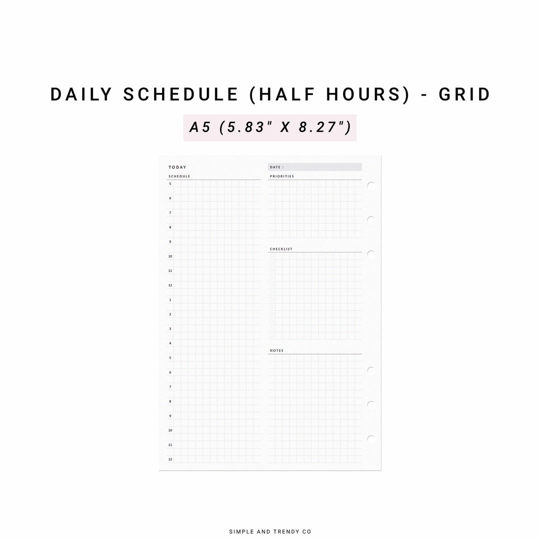Daily Planner Printable A5 Planner Inserts, Daily Planners and ...