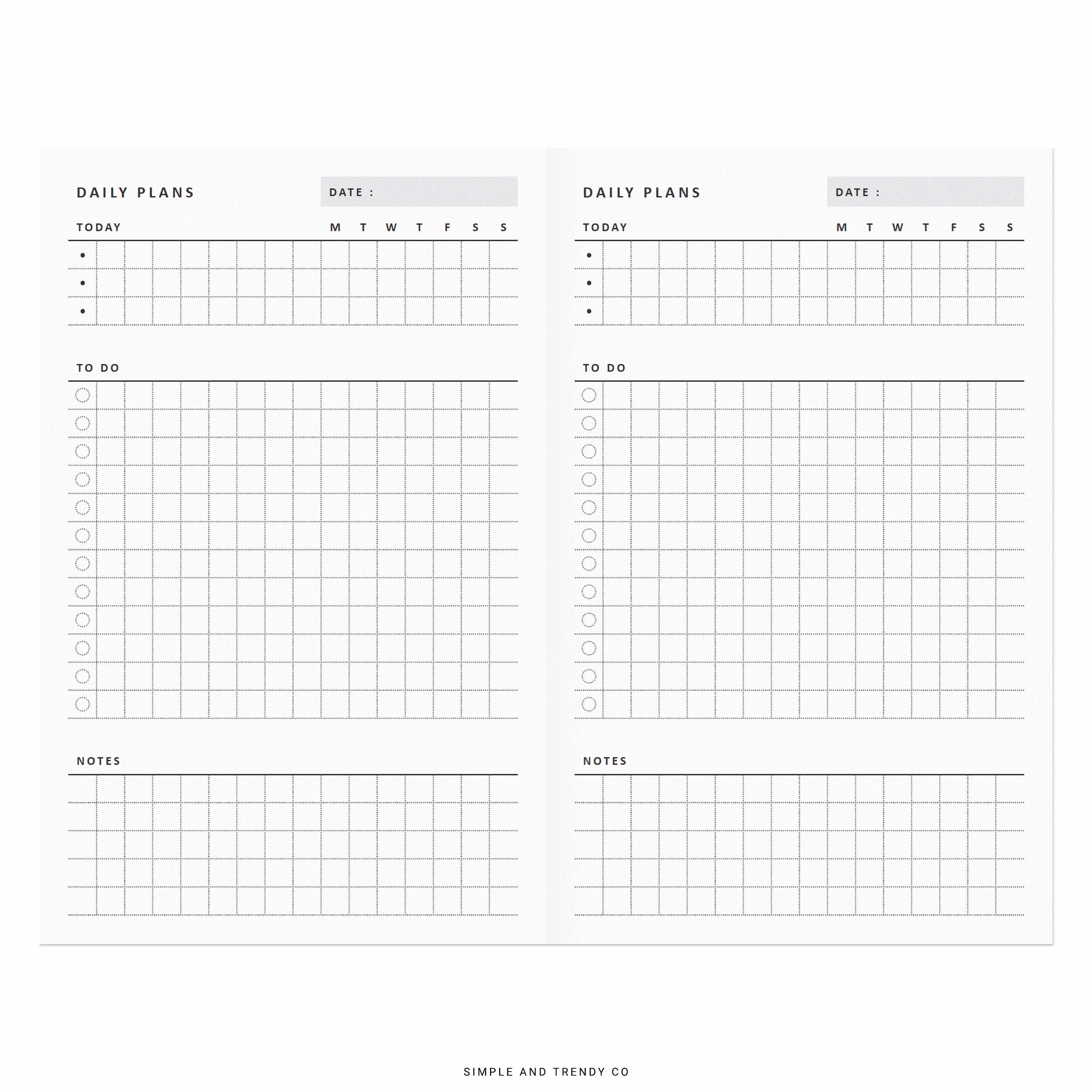 Daily Planner Printable Pocket TN Daily Organizer Daily - Etsy