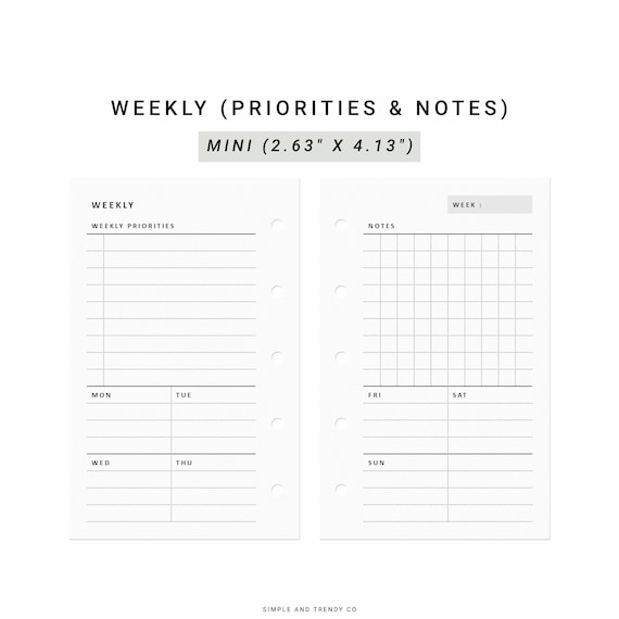 Ewell Nauwkeurigheid Ramen wassen Weekly Planner Mini Size Filofax Mini Weekly Agenda WO2P - Etsy