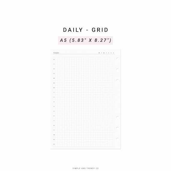 Daily Planner A5 Planner Inserts PDF, Day Planner Productivity Planner, Daily To Do List, Daily Hourly Schedule Day Planner, Day on One Page