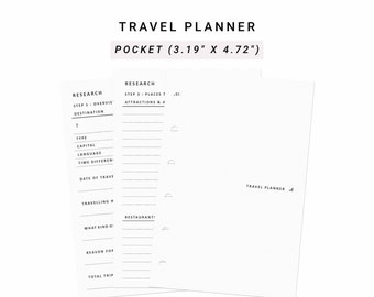 Planificador de viajes Tamaño de bolsillo imprimible, Lista de embalaje de viajes de vacaciones familiares, Planificador de vacaciones de planificación de viajes, Itinerario de viaje Itinerario de vacaciones