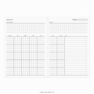 Monthly Planner A6 TN Printable Monthly Notes Monthly to Do - Etsy