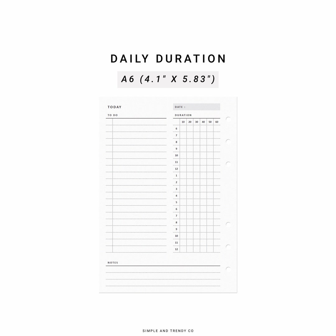 Daily Planner Printable A6 Inserts, Daily Organizers, Daily Agenda ...