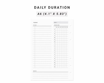 Daily Planner Printable A6 Inserts, Daily Organizers, Daily Agenda, Daily Schedule, Time Blocking, Daily Timeline, Daily To Do