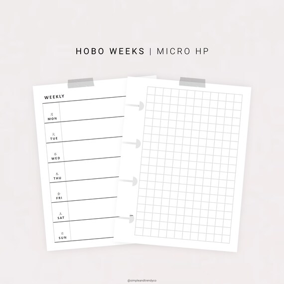 Undated Hobo Weeks Printable Micro Happy Planner Weekly | Etsy