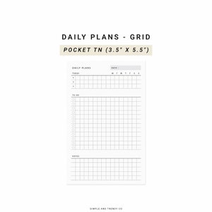 Daily Planner Printable Pocket TN, Daily Organizer, Daily Organiser ...